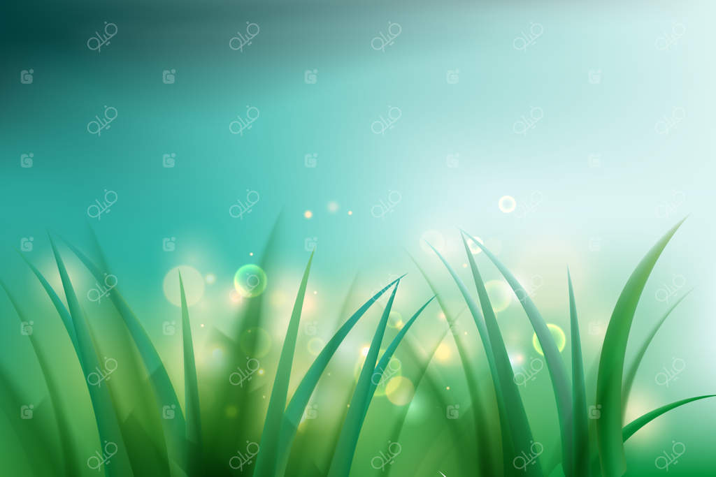 زمینه بهاری با تصویر چمن سبز