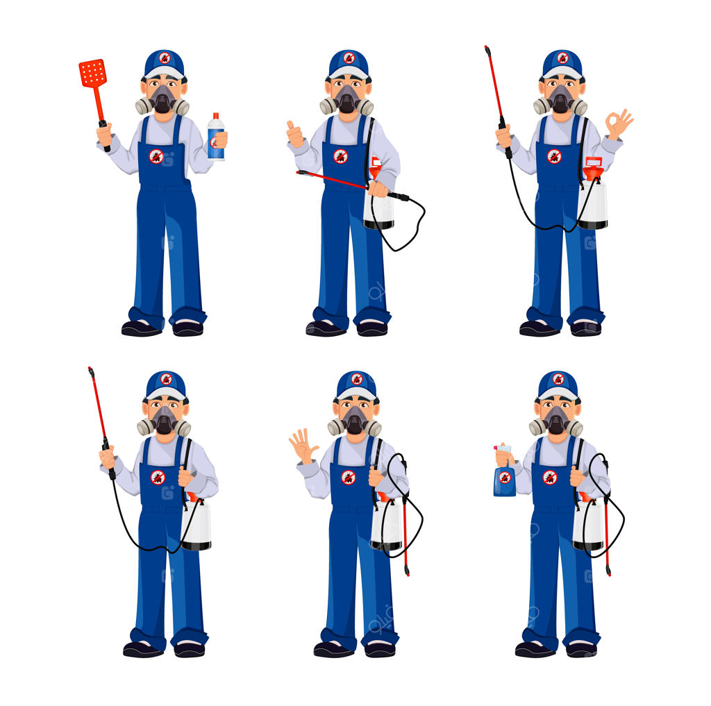 کارگر کنترل آفات با لباس محافظتی