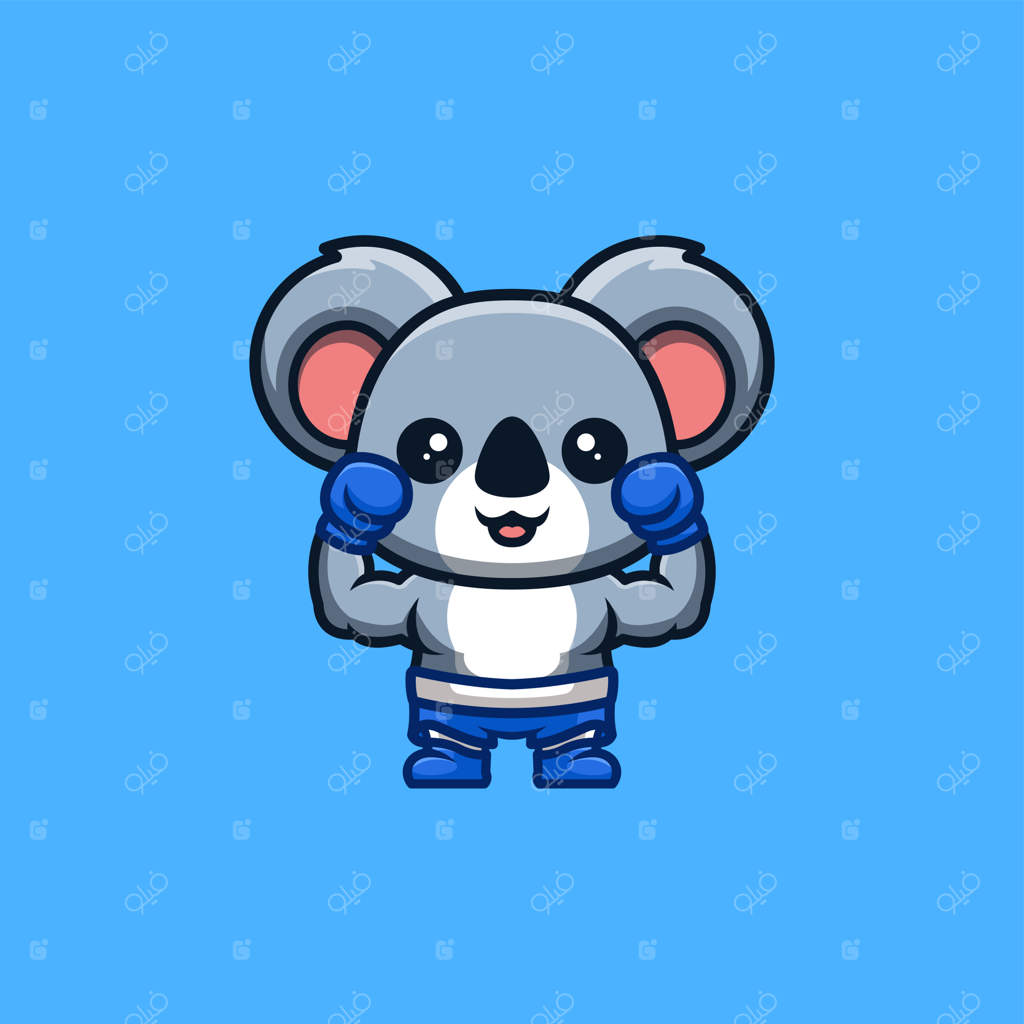 لوگوی کارتونی بامزه و خلاقانه کوآلای بوکسور کواایی