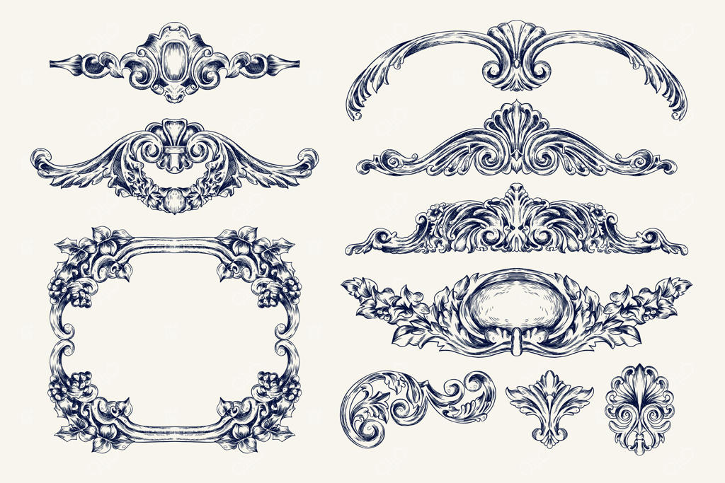 مجموعه طرح‌های حکاکی دستی و زینتی