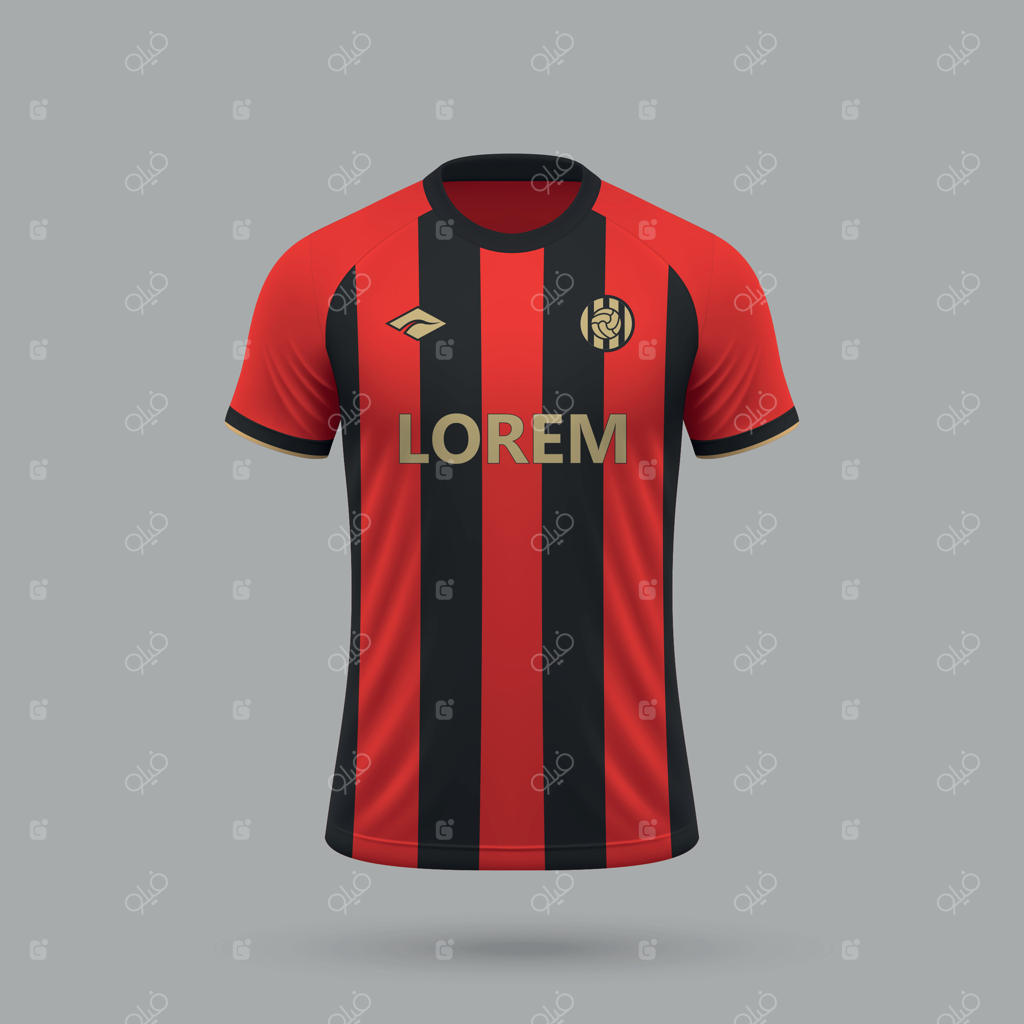 پیراهن فوتبال سه بعدی و واقع‌گرایانه با طراحی شیک، قالب لباس فوتبال