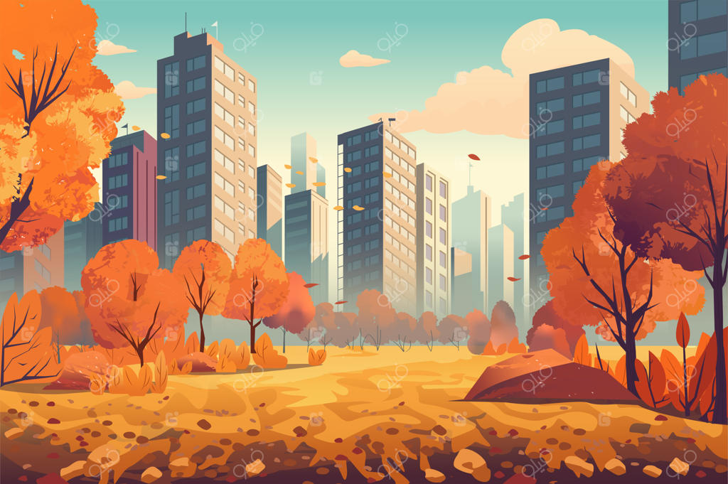 پاییز در شهر: طراحی مسحورکننده‌ای که جوهره‌ی منظره شهری را به تصویر می‌کشد