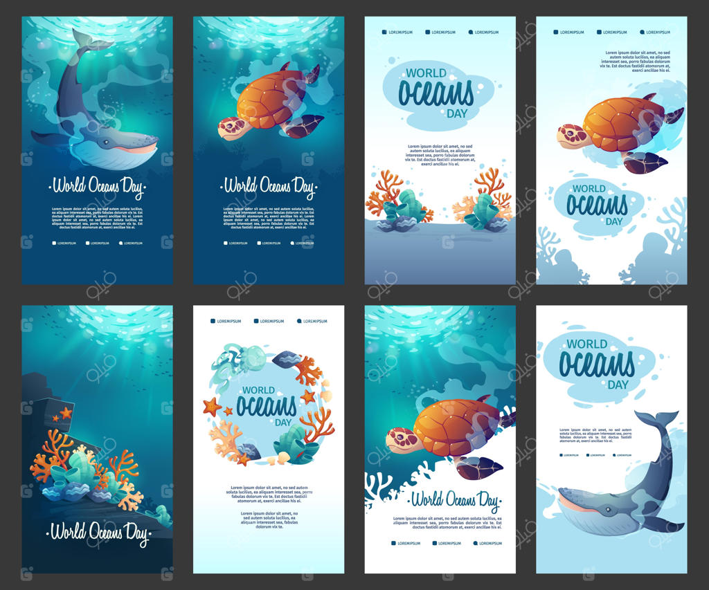 مجموعه داستان‌های اینستاگرام روز جهانی اقیانوس‌ها به سبک کارتون