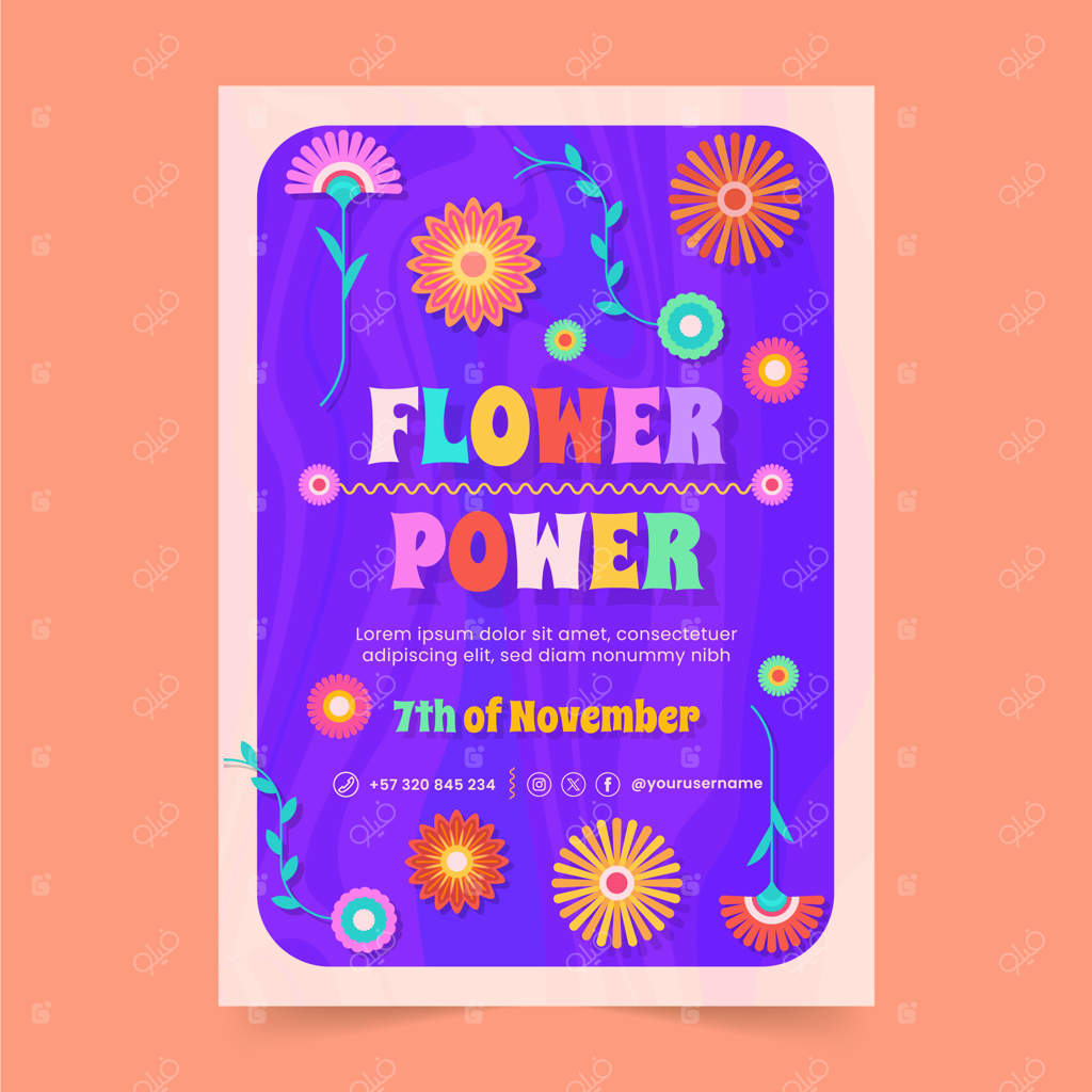 قالب پوستر گل دستی با طرح گروفی