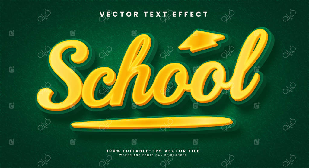 افکت متن وکتور سه‌بعدی مدرسه مناسب برای موضوع آموزش