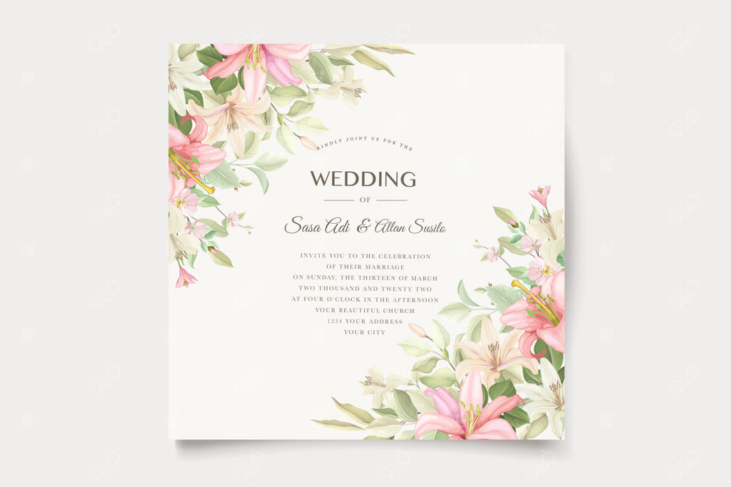 مجموعه کارت دعوت با طرح گل‌های طراحی شده با دست