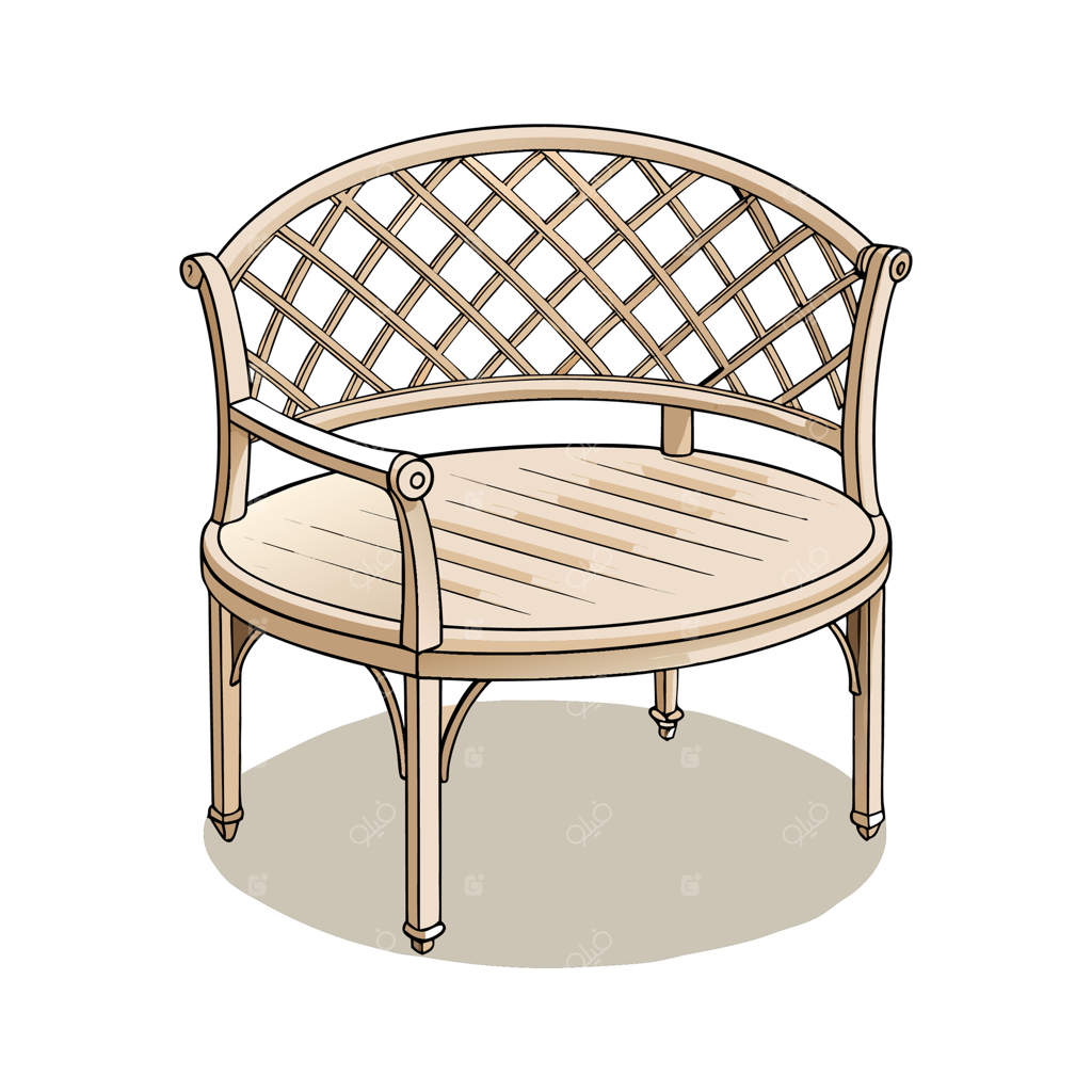 نیمکت باغی شیک با طراحی دایره‌ای شطرنجی