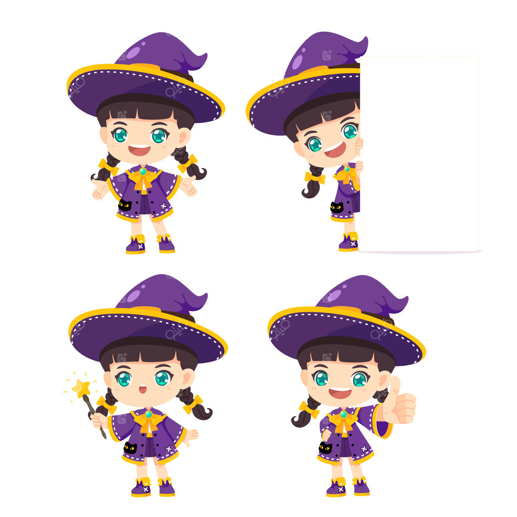 مجموعه‌ای از تصویرسازی‌های جادوگران بامزه