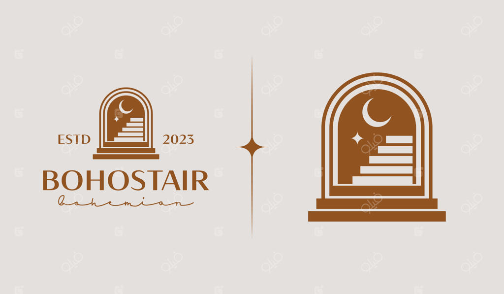 پترن لوگوی خلاقانه راه‌پله‌های درهای خطی ساده - نماد با کیفیت برای هویت بصری کسب‌وکارهای شرکتی