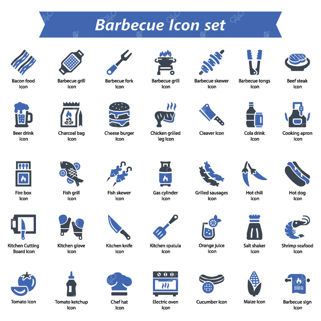 مجموعه آیکون‌های کباب‌پزی