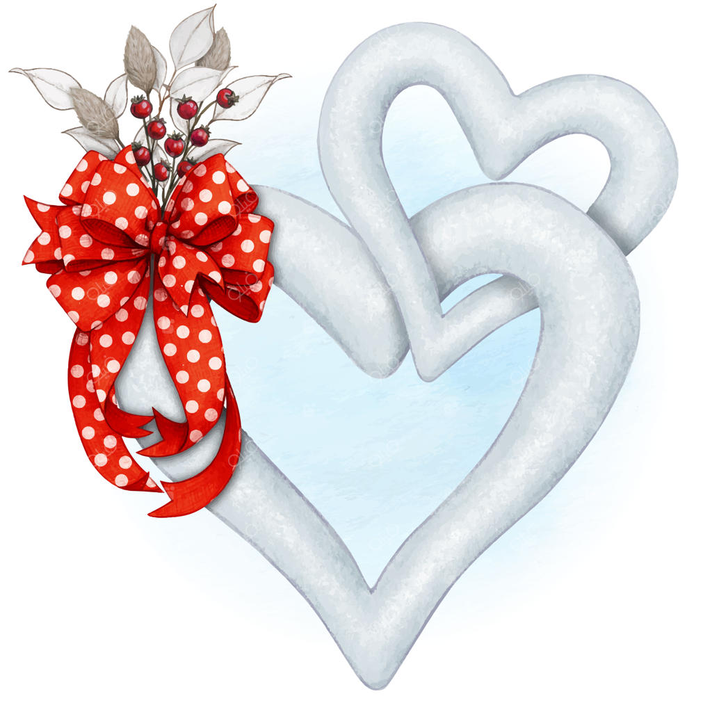 قلب‌های زنجیر شده تزئینی آبرنگی با روبان