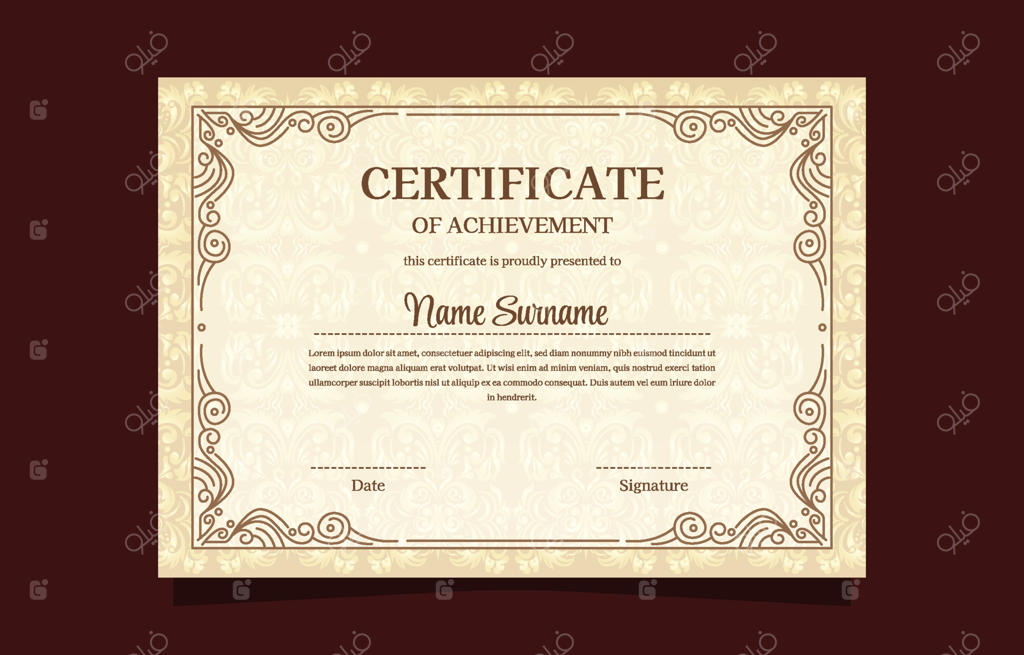 قالب گواهی با حاشیه تزیینی