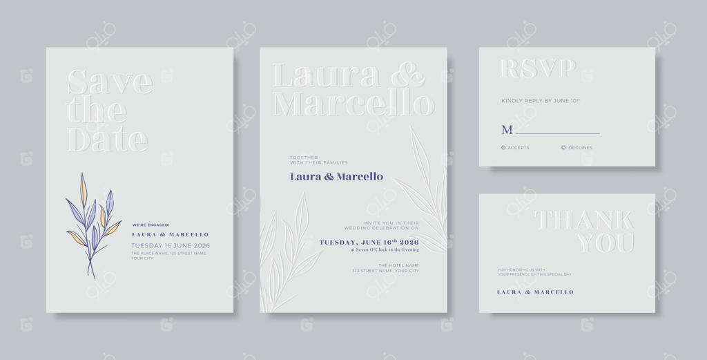 قالب کارت دعوت عروسی زیبا با طرح گل‌های آبرنگی