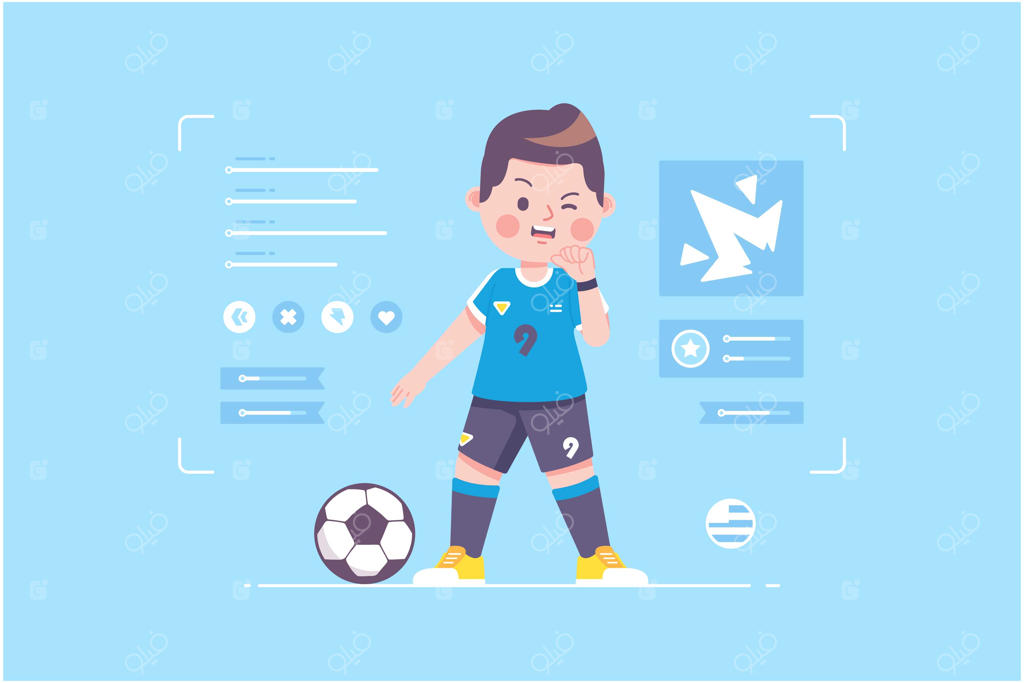 طراحی شخصیت بامزه بازیکن فوتبال اروگوئه‌ای