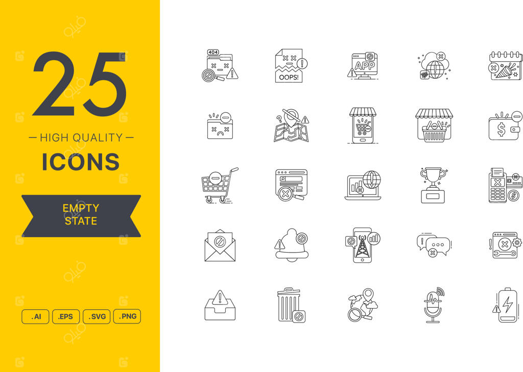 مجموعه وکتور آیکون‌های حالت خالی