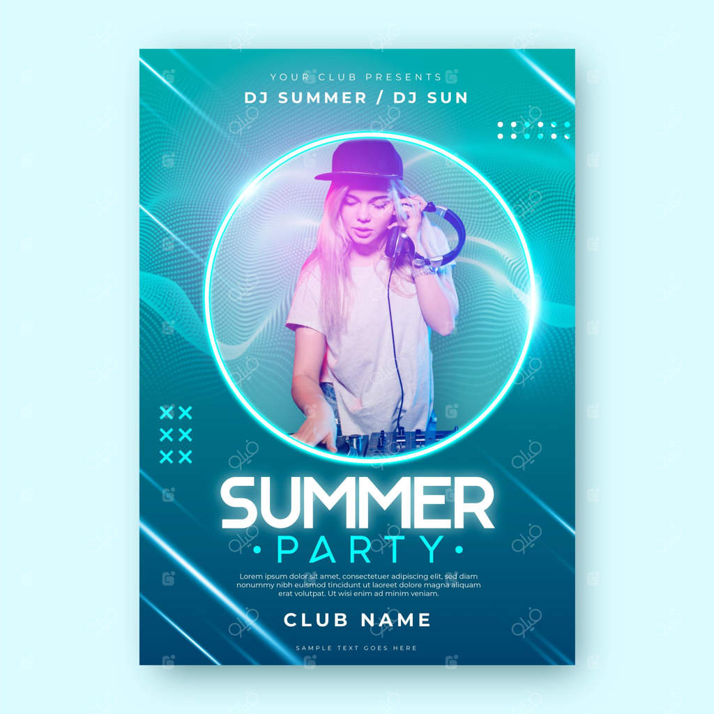 قالب پوستر مهمانی تابستانی با عکس