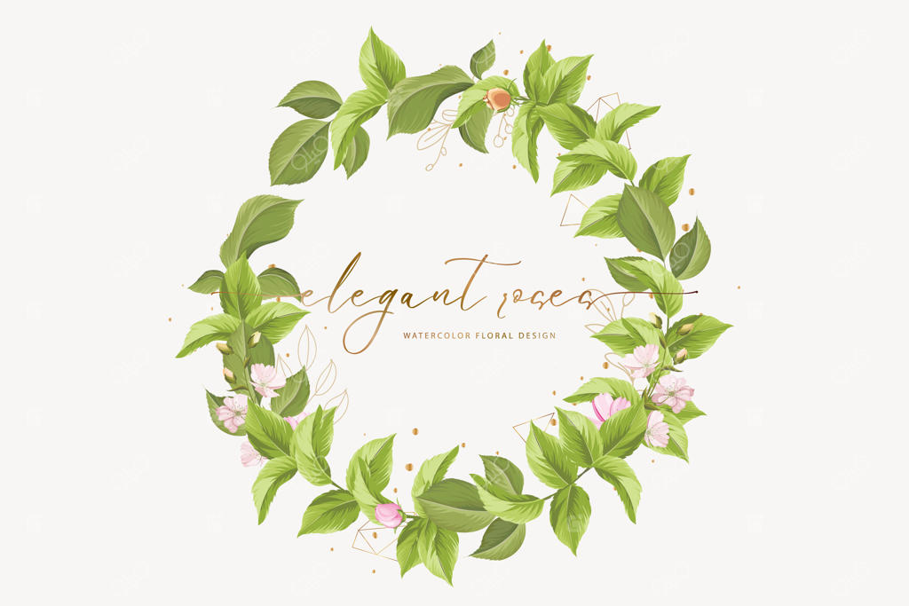 پس‌زمینه حلقه گل رز نقاشی شده با دست