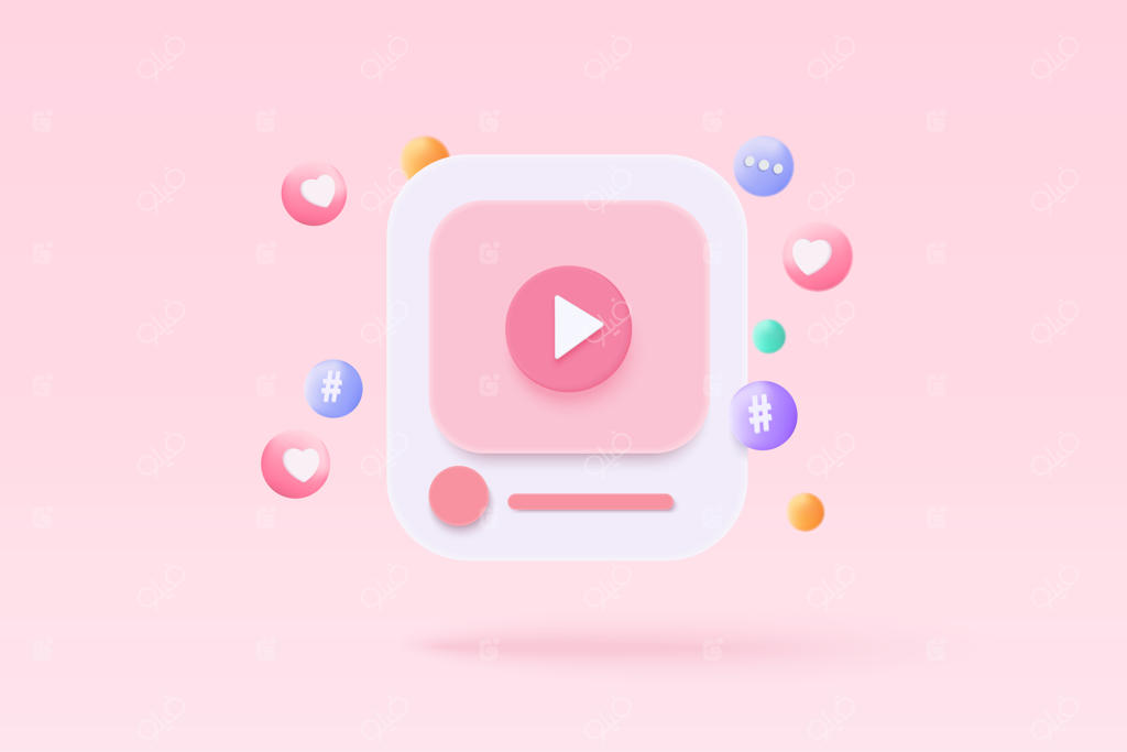 رسانه اجتماعی سه‌بعدی با پخش زنده و احساسات در قاب بر بستر صورتی: مفهوم کسب درآمد غیرفعال با ویدیوهای آنلاین و سرگرمی زنده سه‌بعدی