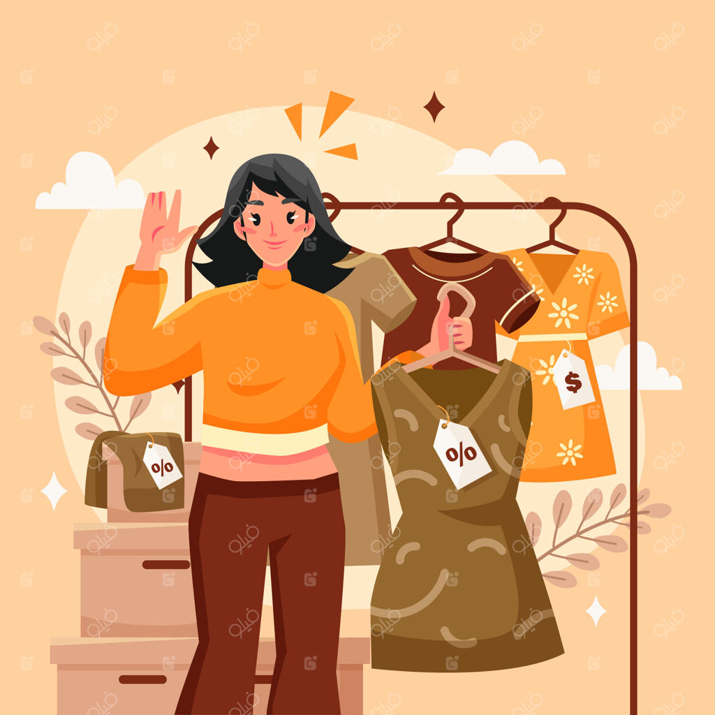 تصویرسازی دستی از فروشگاه دست دوم