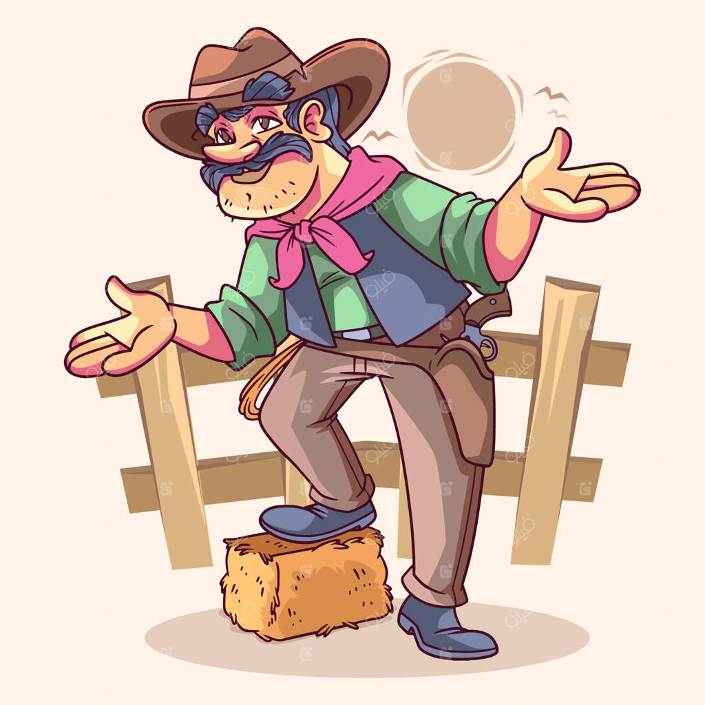 تصویر کارتونی کابوی که با دست کشیده شده است