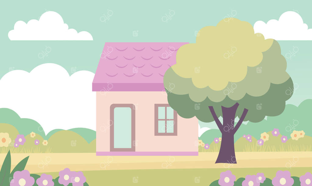 ساختمان خانه زیبا با باغ پرگل و مناظر طبیعی در تابستان