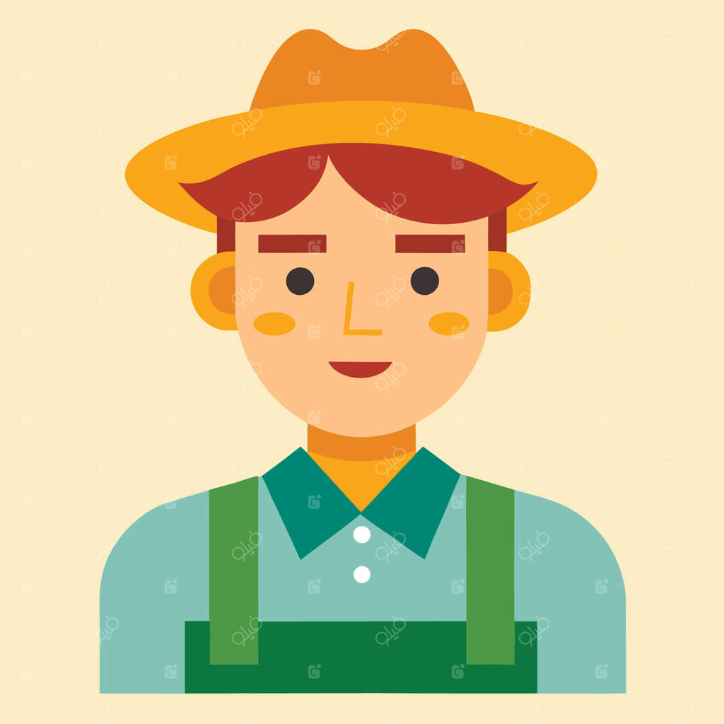 تصویرسازی به سبک فلت از یک کشاورز حرفه‌ای وکتور