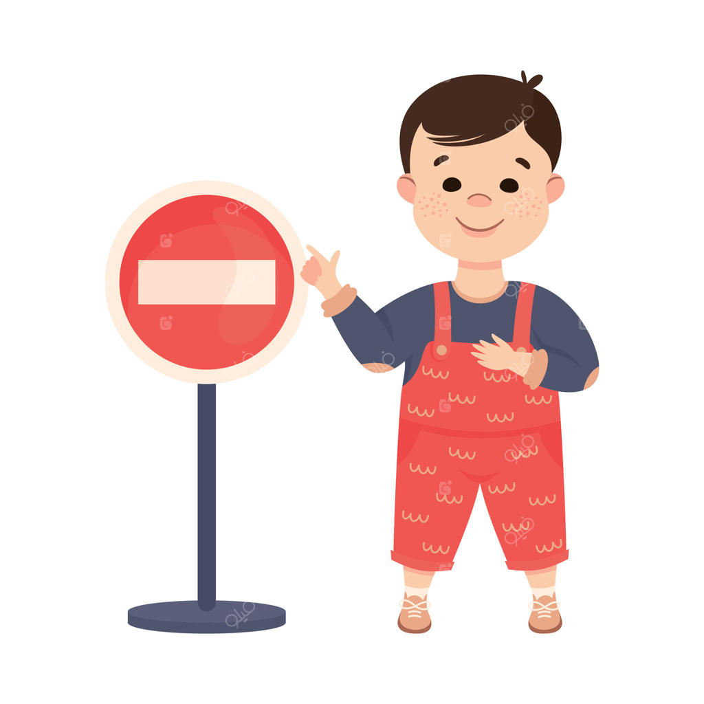 پسری کنار تابلوی ورود ممنوع ایستاده است