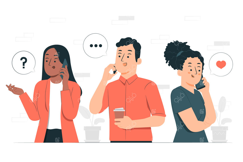 تصویر مفهومی از بزرگسال در حال مکالمه با تلفن همراه