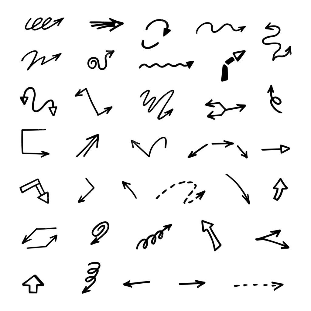 مجموعه وکتور فلش‌های دست‌کشیده، عناصر مورد استفاده برای ارائه‌ها