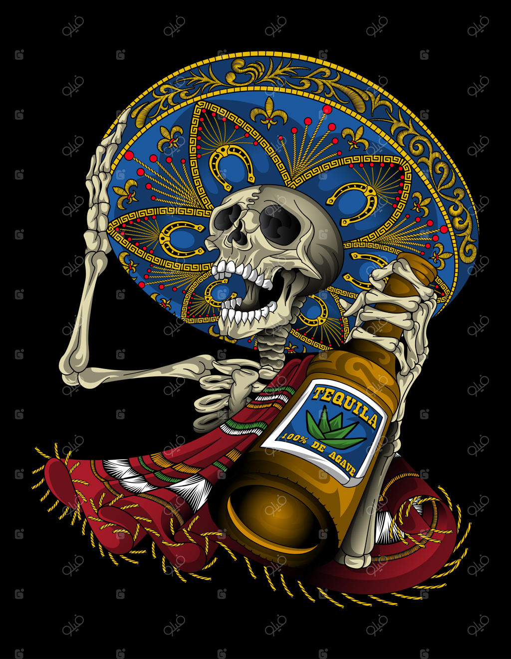 جمجمه ماریاچی با نوشیدنی