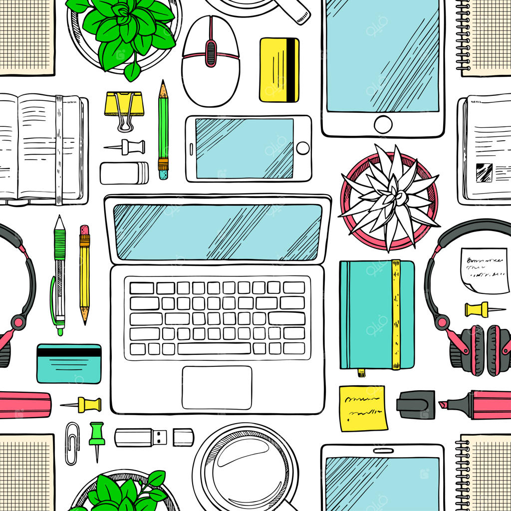 عناصر هماهنگ در نمای بالای فضای کار