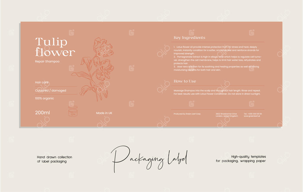 پترن طراحی برچسب لوازم آرایشی با هنر خطی دستی وکتور