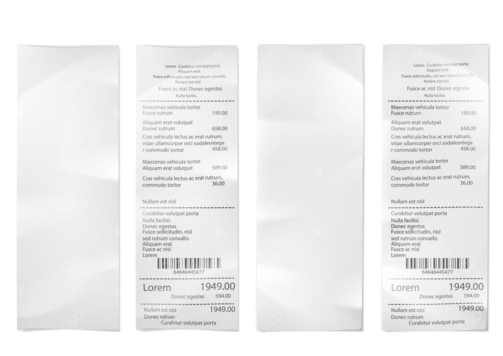 فاکتور خرید از سوپرمارکت: رسید خرید، صورت‌حساب پرداخت، سند فروش فروشگاه. فاکتور خرید و رسید پرداخت.