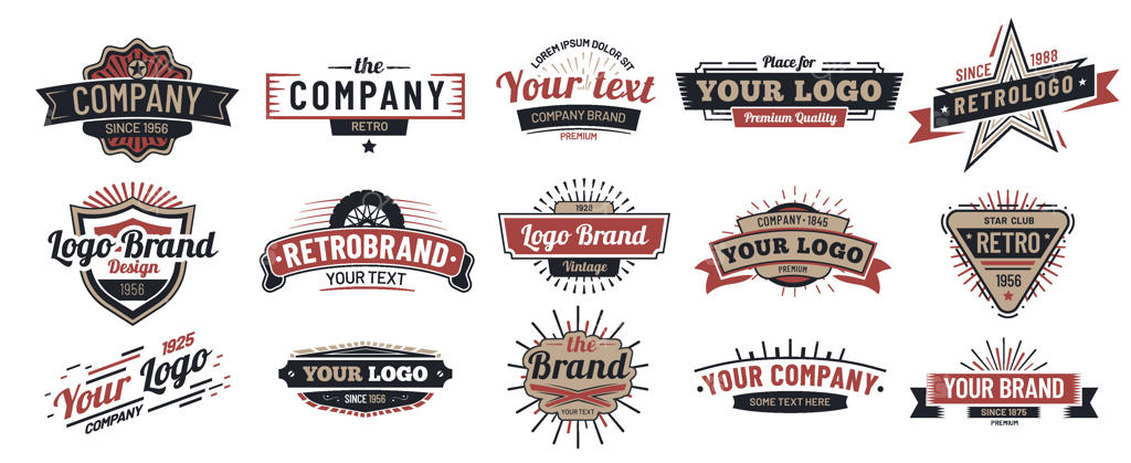 نشان‌های قدیمی: مجموعه‌ای از نشان‌ها و آرم‌های وینتیج و رترو با طراحی ویژه و قاب برداری