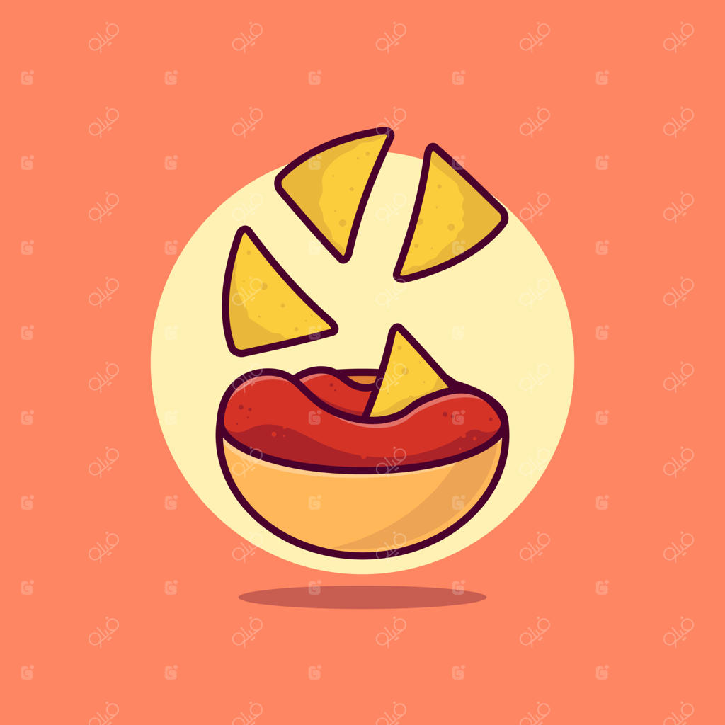 وکتور کارتونی چیپس ناچوز با سس سالسا