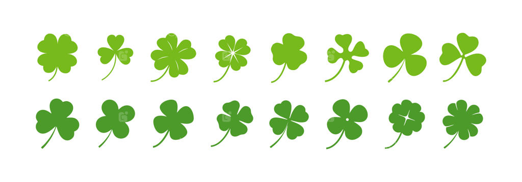 مجموعه وکتور سیلوئت سبز برگ شبدر