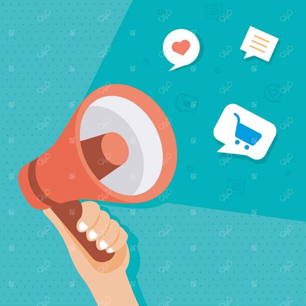 دست با بلندگوی قرمز