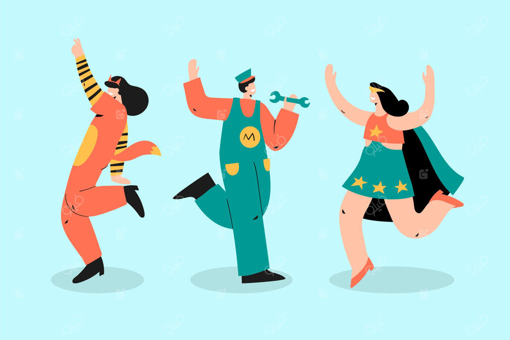 مجموعه شخصیت‌های طراحی شده با دست از کارناوال ونیزی