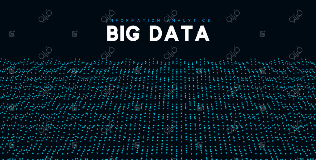 بصری‌سازی کلان‌داده‌ها: فناوری موج اطلاعات. زمینه انتزاعی آینده‌نگر از داده‌های دیجیتال. تصویر وکتور