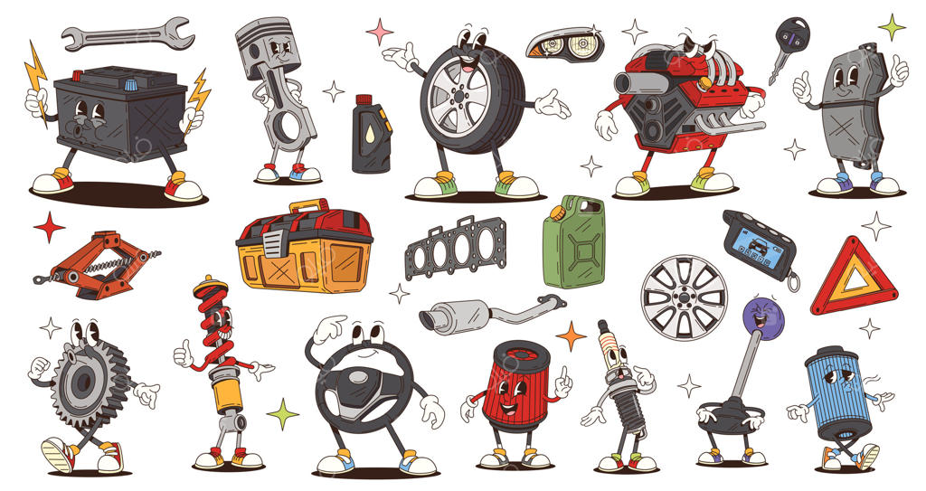 شخصیت‌های قطعات یدکی ماشین در کارتون‌های نوستالژیک و جالب