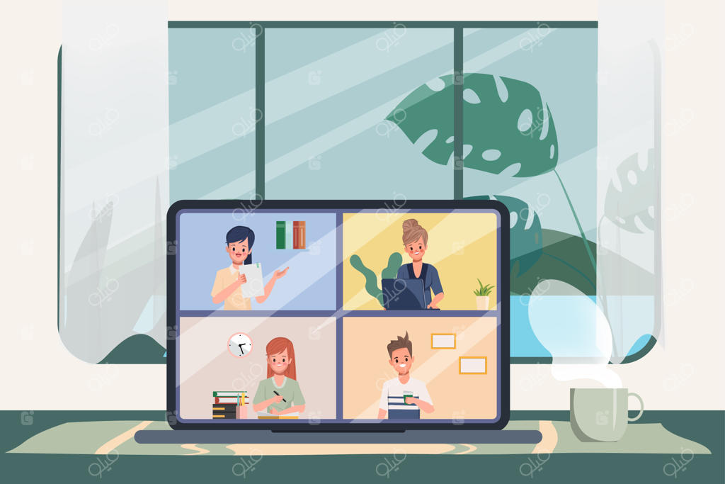 کارمندان برای جلوگیری از شیوع ویروس کرونا (کووید-۱۹) از خانه کار می‌کنند. سبک زندگی جدید افراد شاغل.