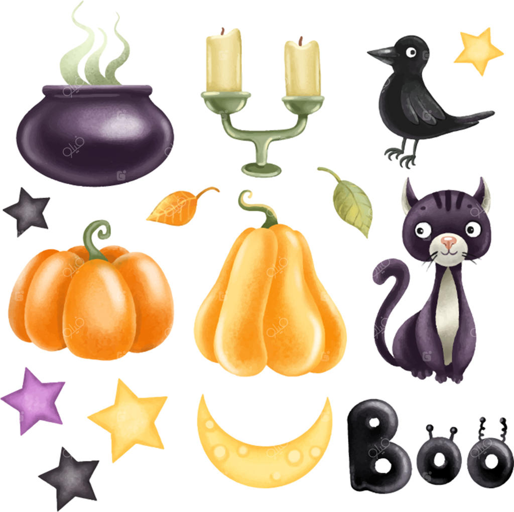 مجموعه‌ای از عناصر برای جشن هالووین