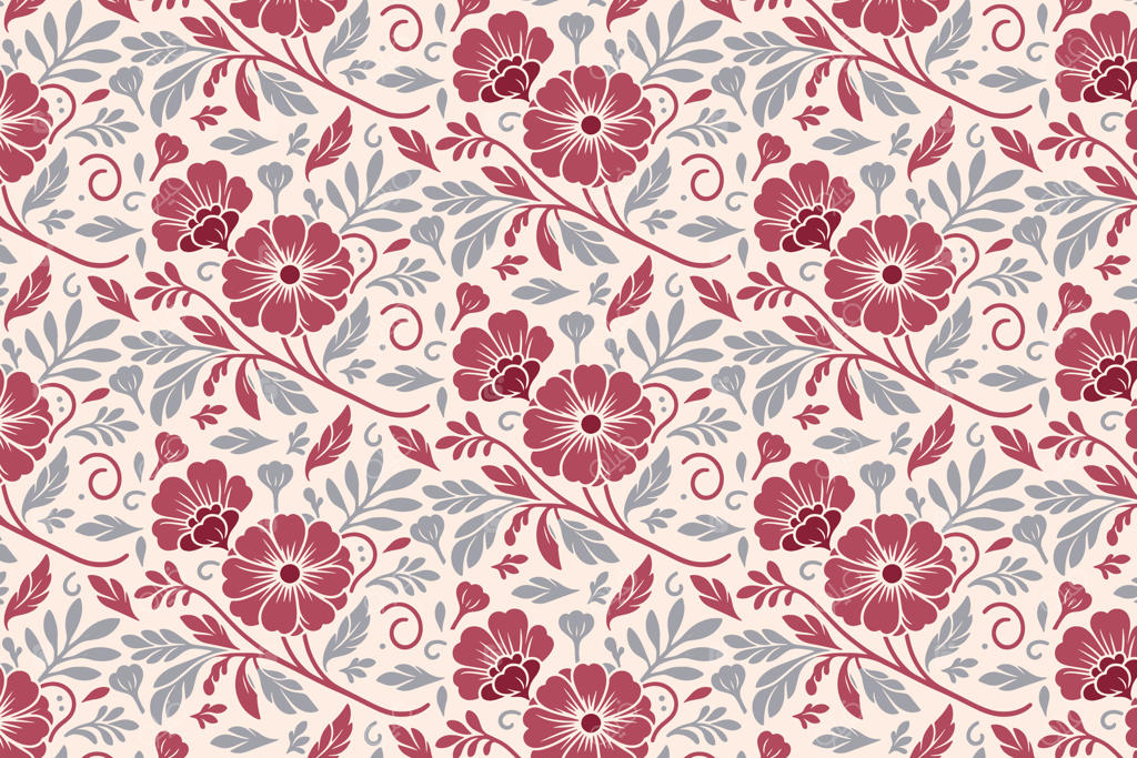 طرح گل معاصر با خطوط ساده و جریان طبیعی مناسب برای روکش‌های تخت و طراحی پارچه