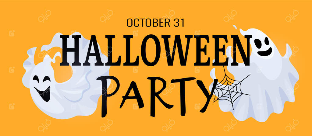 بنر مهمانی هالووین: ارواح بامزه و ترسناک و تار عنکبوت سیاه - شخصیت‌های کارتونی ارواح ترسناک و بامزه وکتور