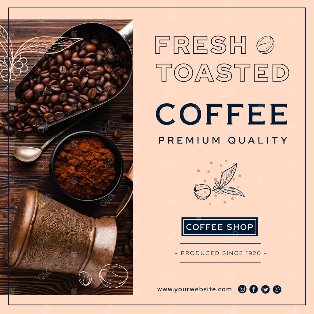 پوستر مربع قهوه با کیفیت عالی