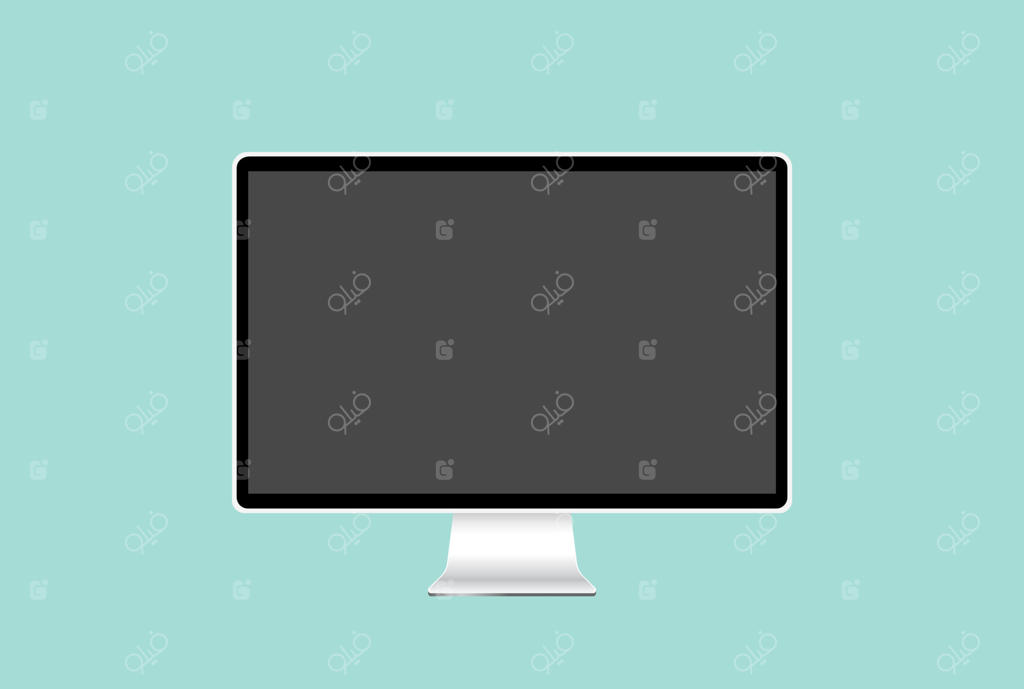 تصویر نمادین مانیتور رومیزی با صفحه نمایش فلزی و طرح مدرن دستگاه کامپیوتری
