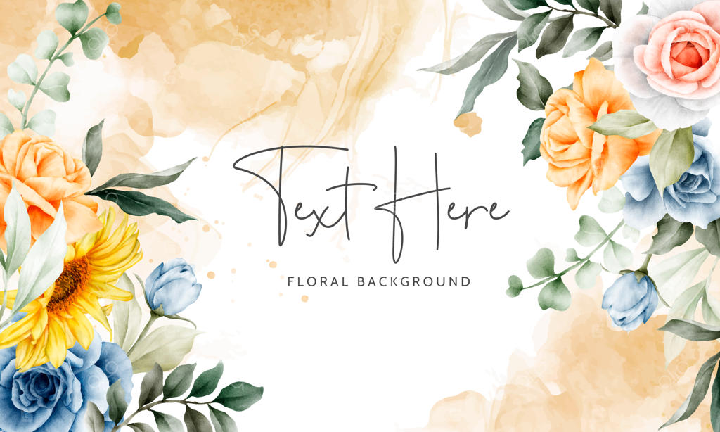 پس‌زمینه زیبای گل‌های بهاری با آبرنگ