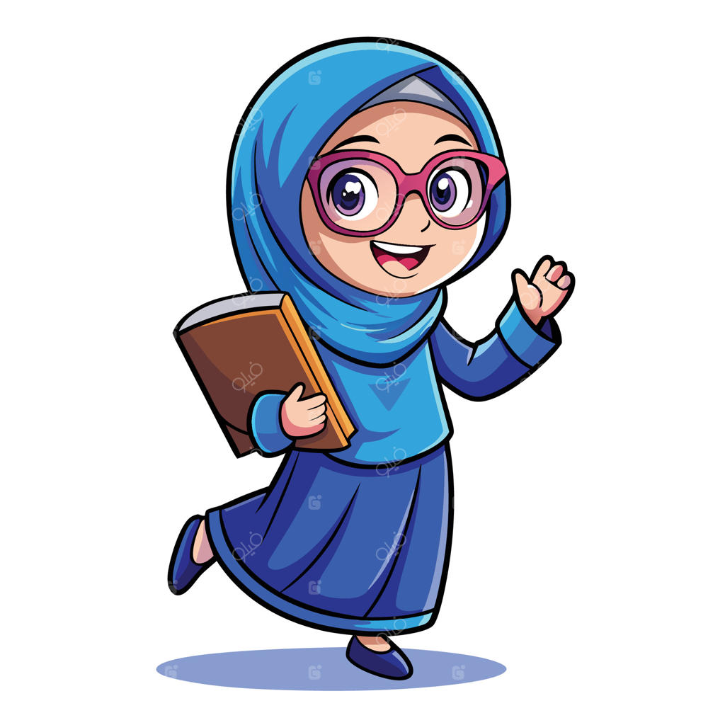 شخصیت کارتونی دختر مسلمان با عینک و حجاب