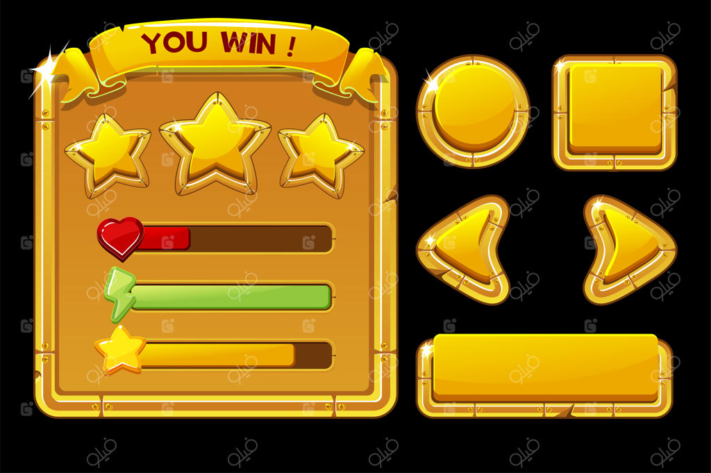 مفهوم برداری رابط کاربری طلایی برای بازی.