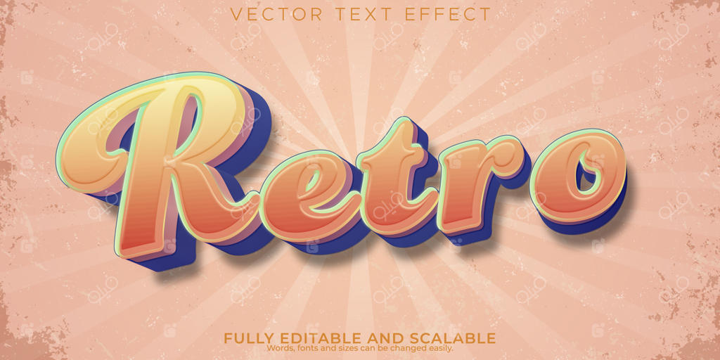 افکت نوشته رترو وینتیج قابل ویرایش به سبک دهه 70 و 80